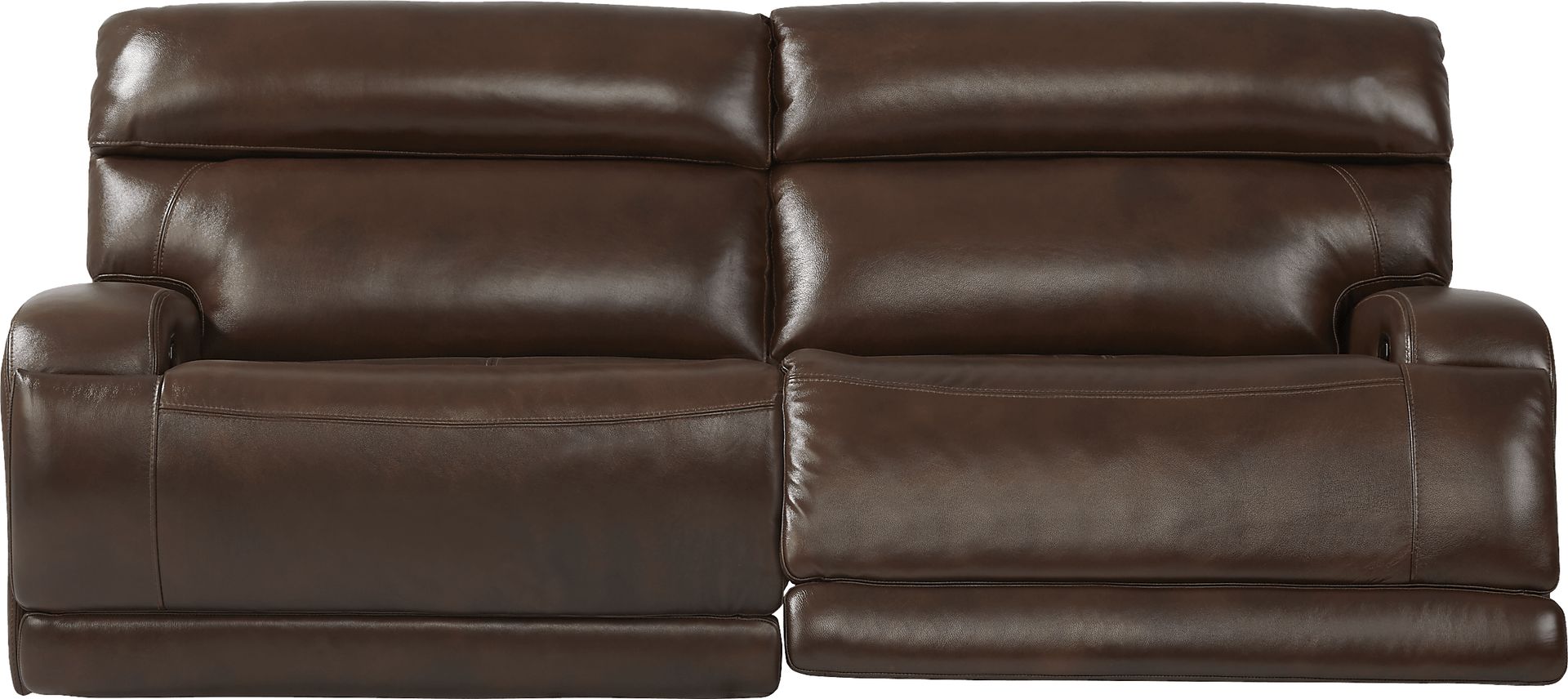 Burgio Brown Leather Dual Power Reclining Sofa - Image 3