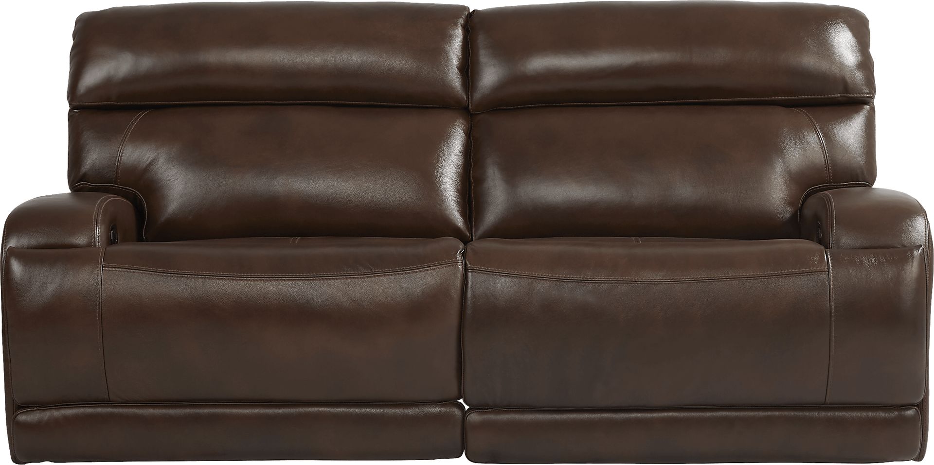 Burgio Brown Leather Dual Power Reclining Sofa - Image 1