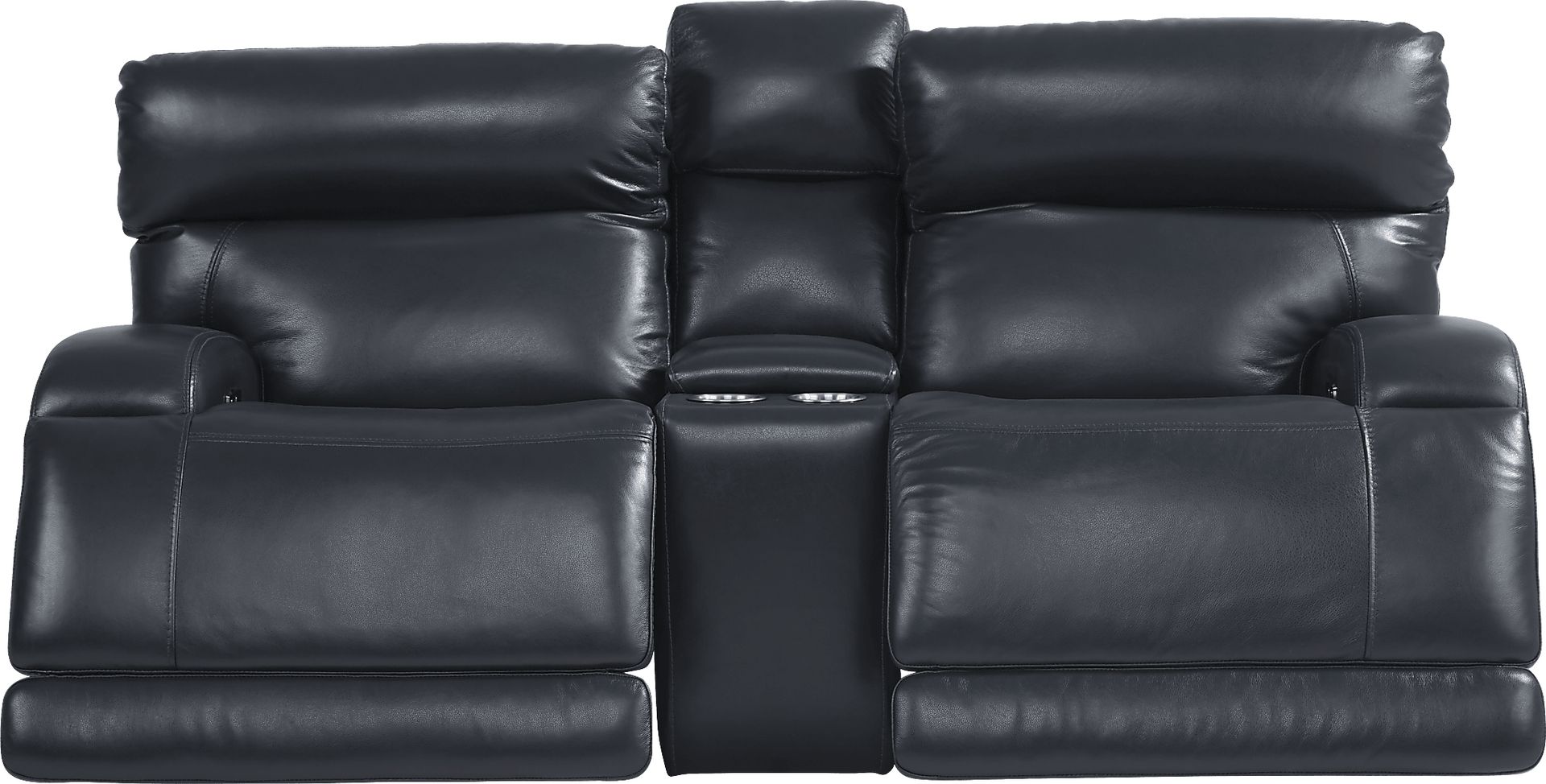 Burgio Navy Leather Dual Power Reclining Console Loveseat - Image 2