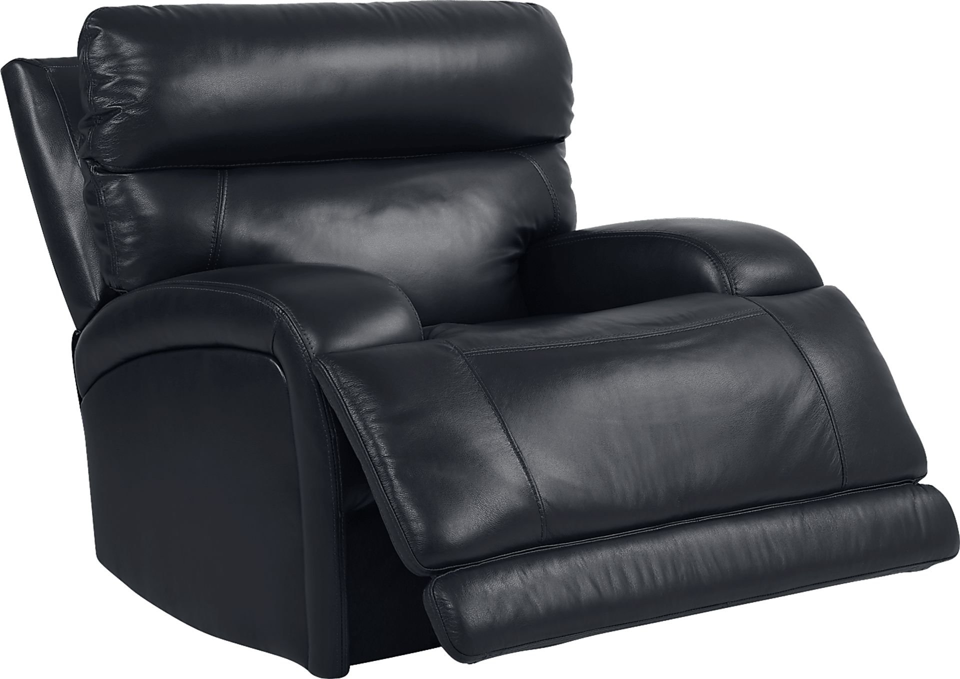 Burgio Navy Leather Dual Power Swivel Glider Recliner - Image 2