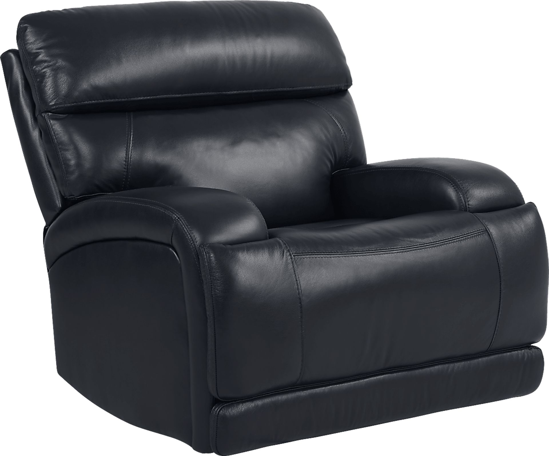 Burgio Navy Leather Dual Power Swivel Glider Recliner - Image 1