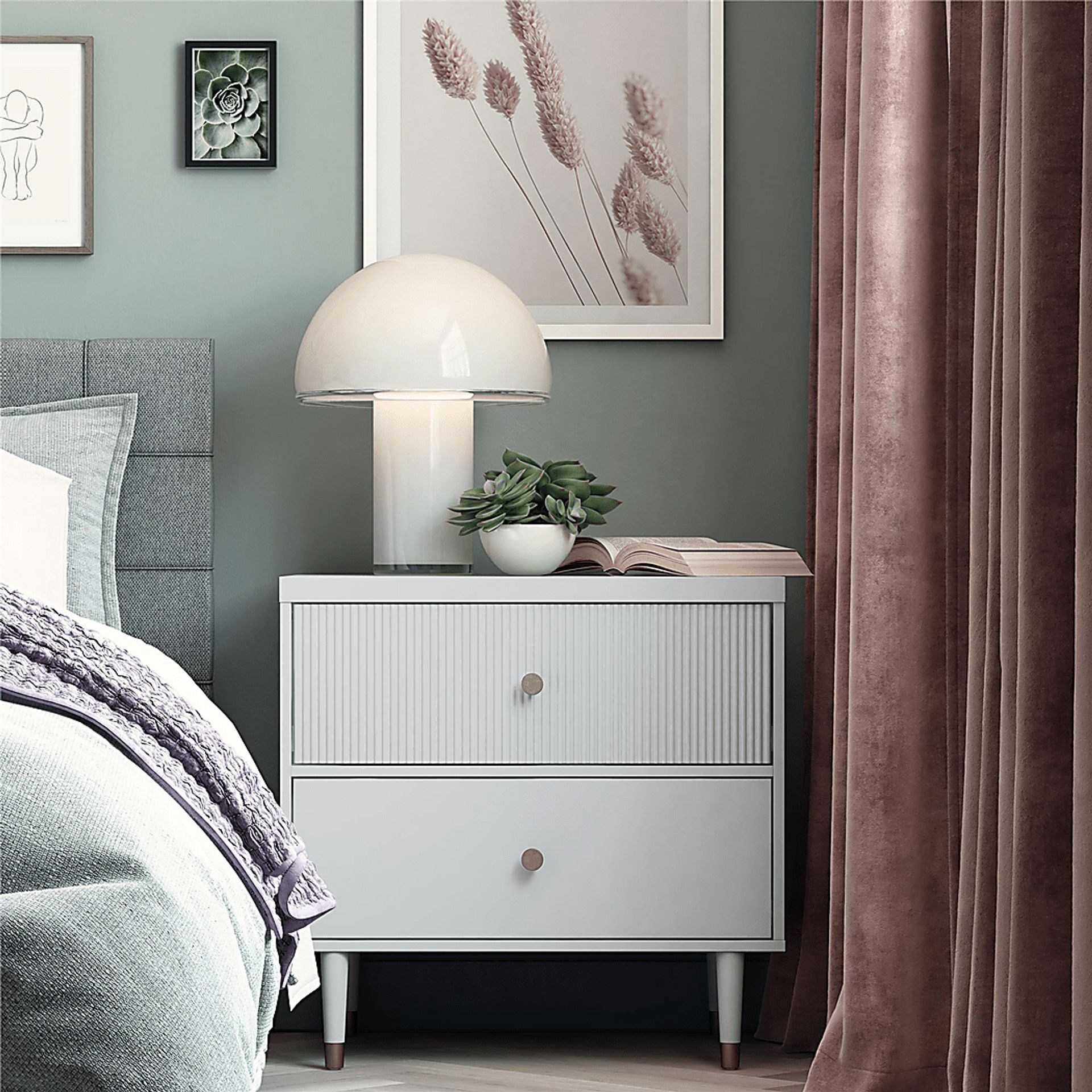 Burieth Dove Gray Nightstand - Image 2