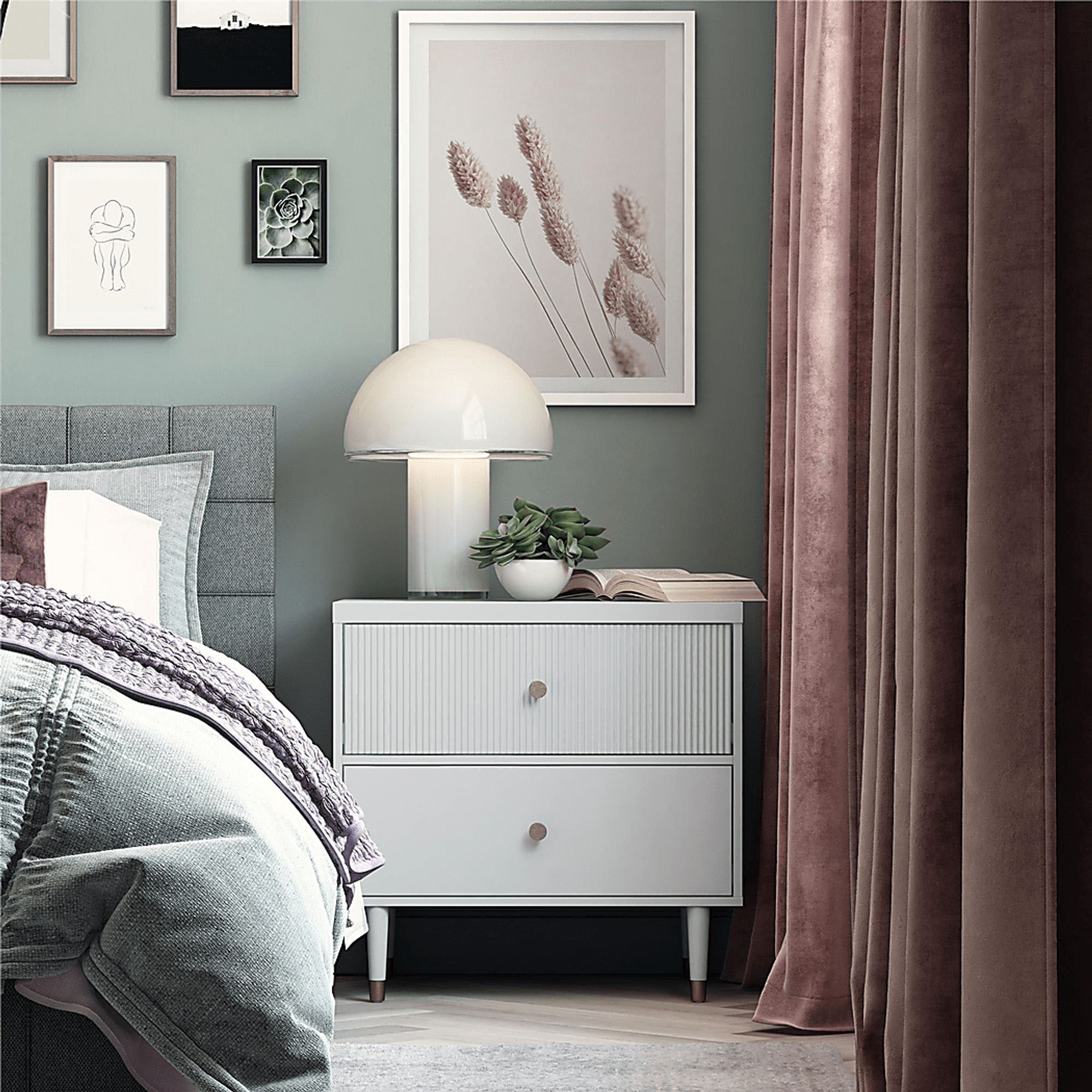 Burieth Dove Gray Nightstand - Image 3