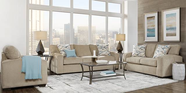 Burke Sandstone 3 Pc Living Room - Thumbnail - Image 1