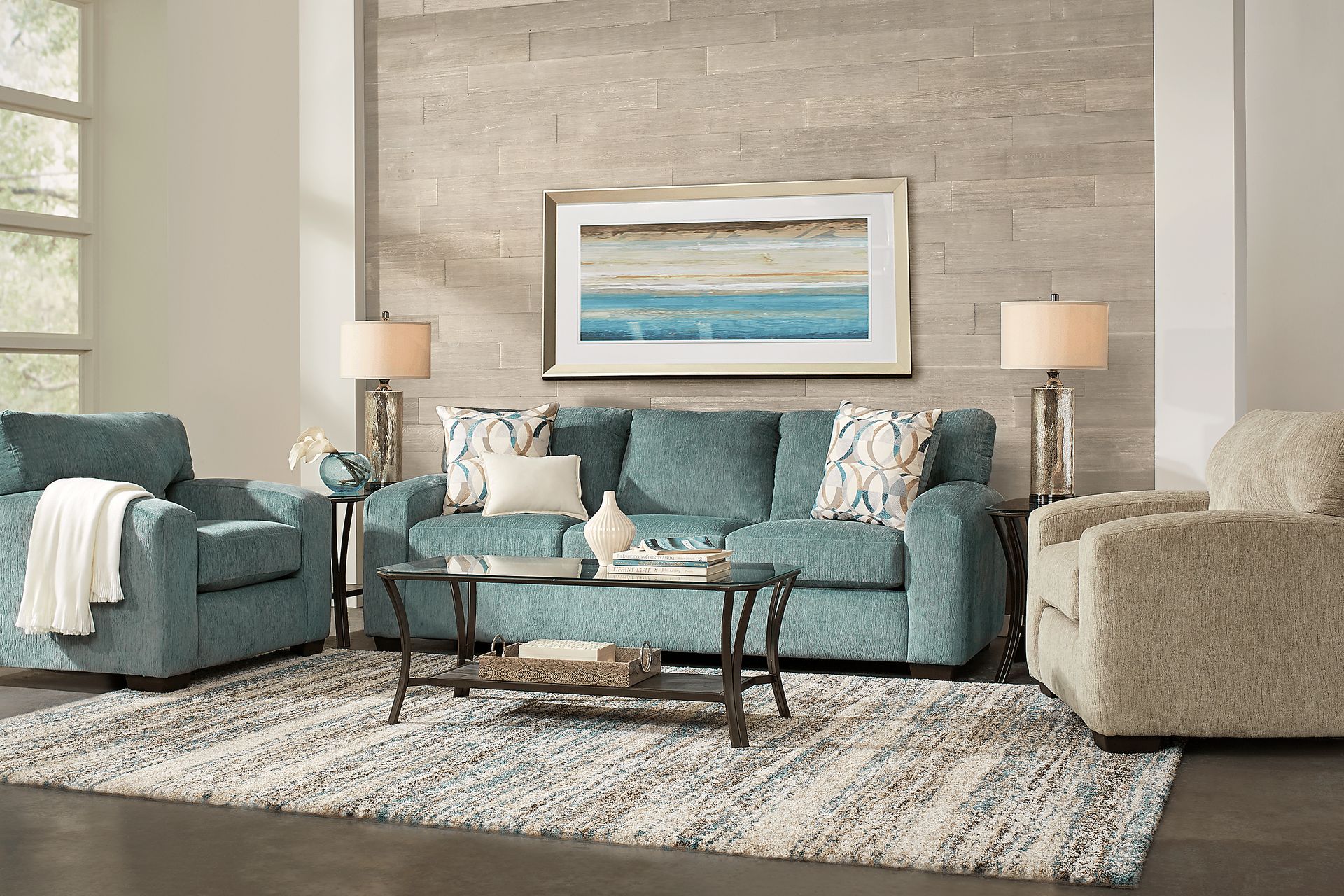 Burke Teal 5 Pc Living Room - Image 1