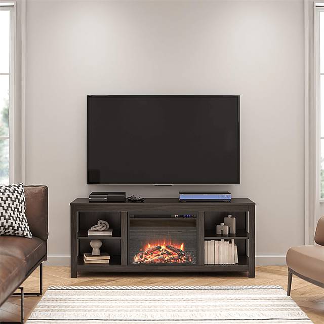 Burkhard Espresso 59 in. Console with Electric Fireplace - Thumbnail - Image 2