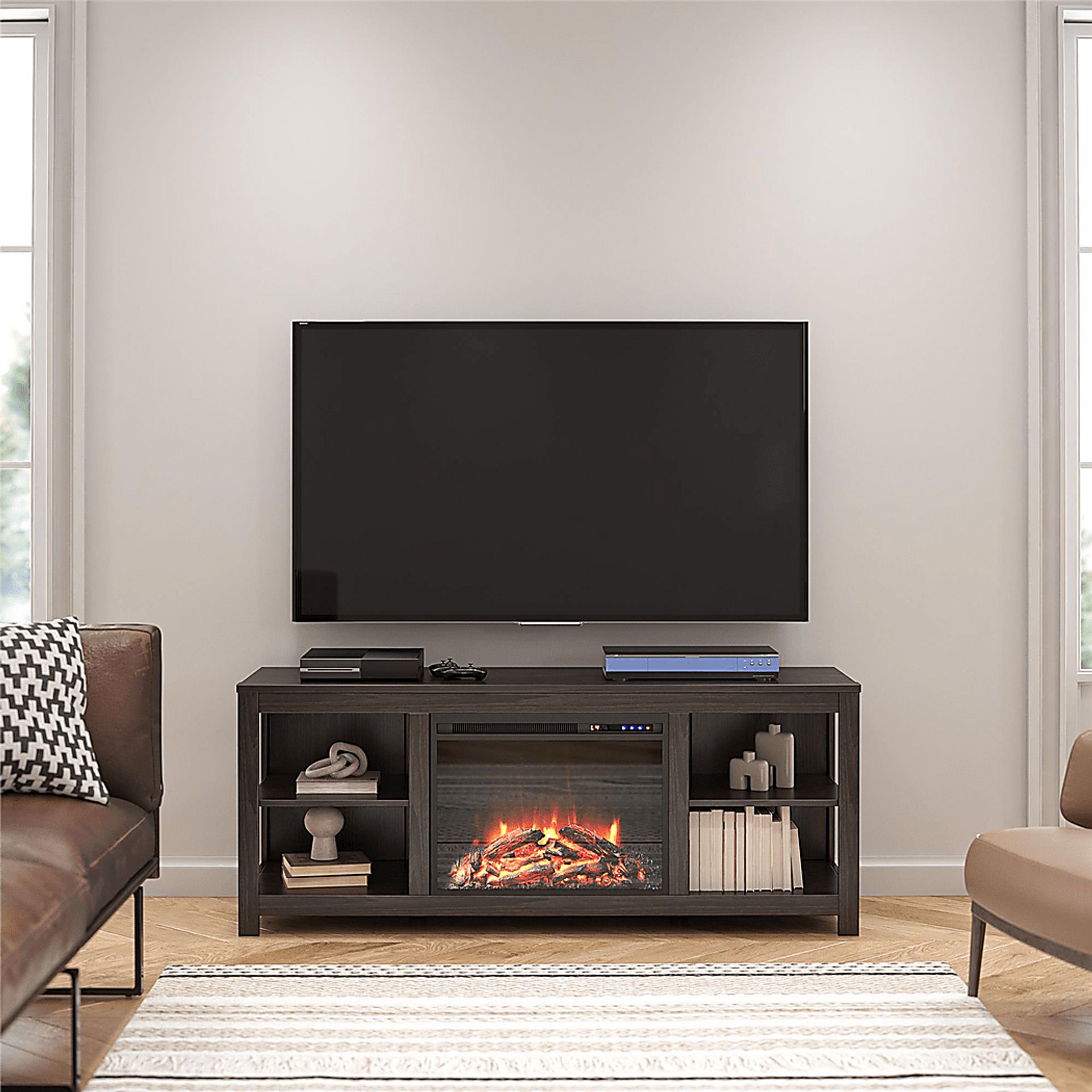 Burkhard Espresso 59 in. Console with Electric Fireplace - Image 2