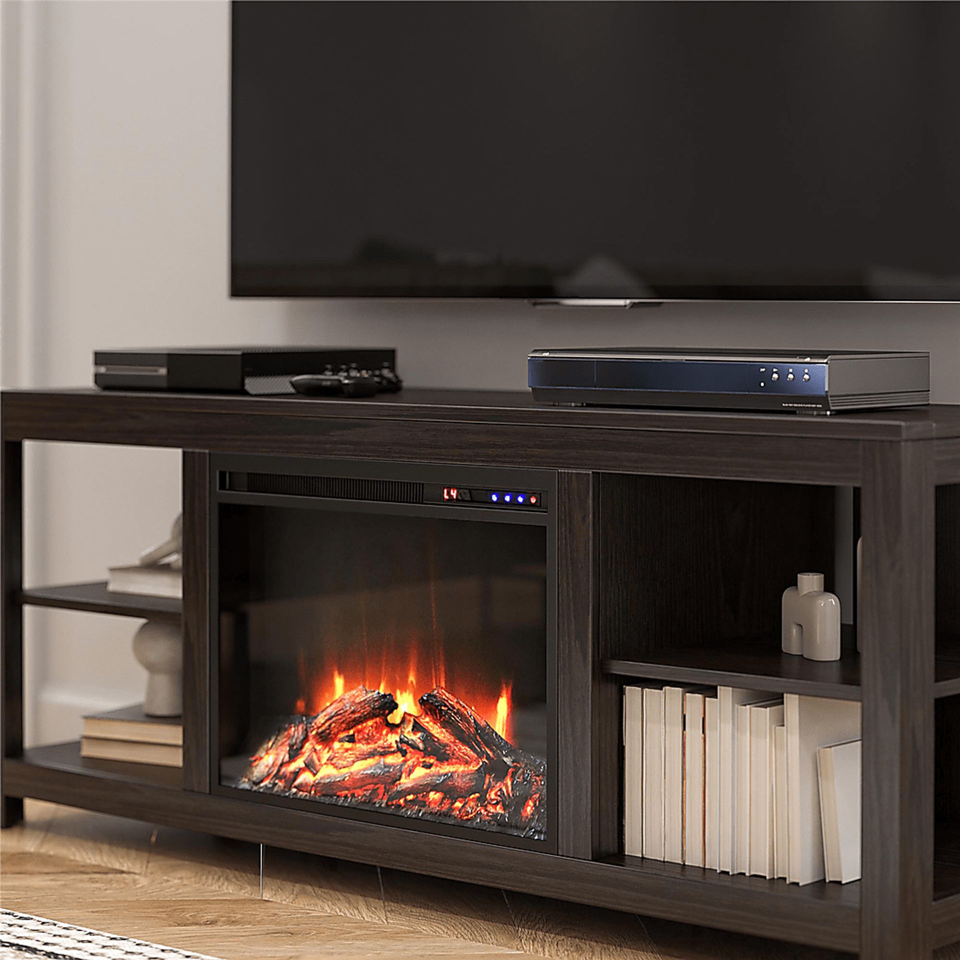 Burkhard Espresso 59 in. Console with Electric Fireplace - Image 9