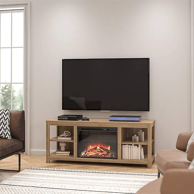 Burkhard Oak 59 in. Console with Electric Fireplace - Thumbnail - Image 4