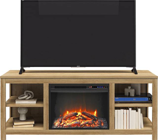 Burkhard Oak 59 in. Console with Electric Fireplace - Thumbnail - Image 5
