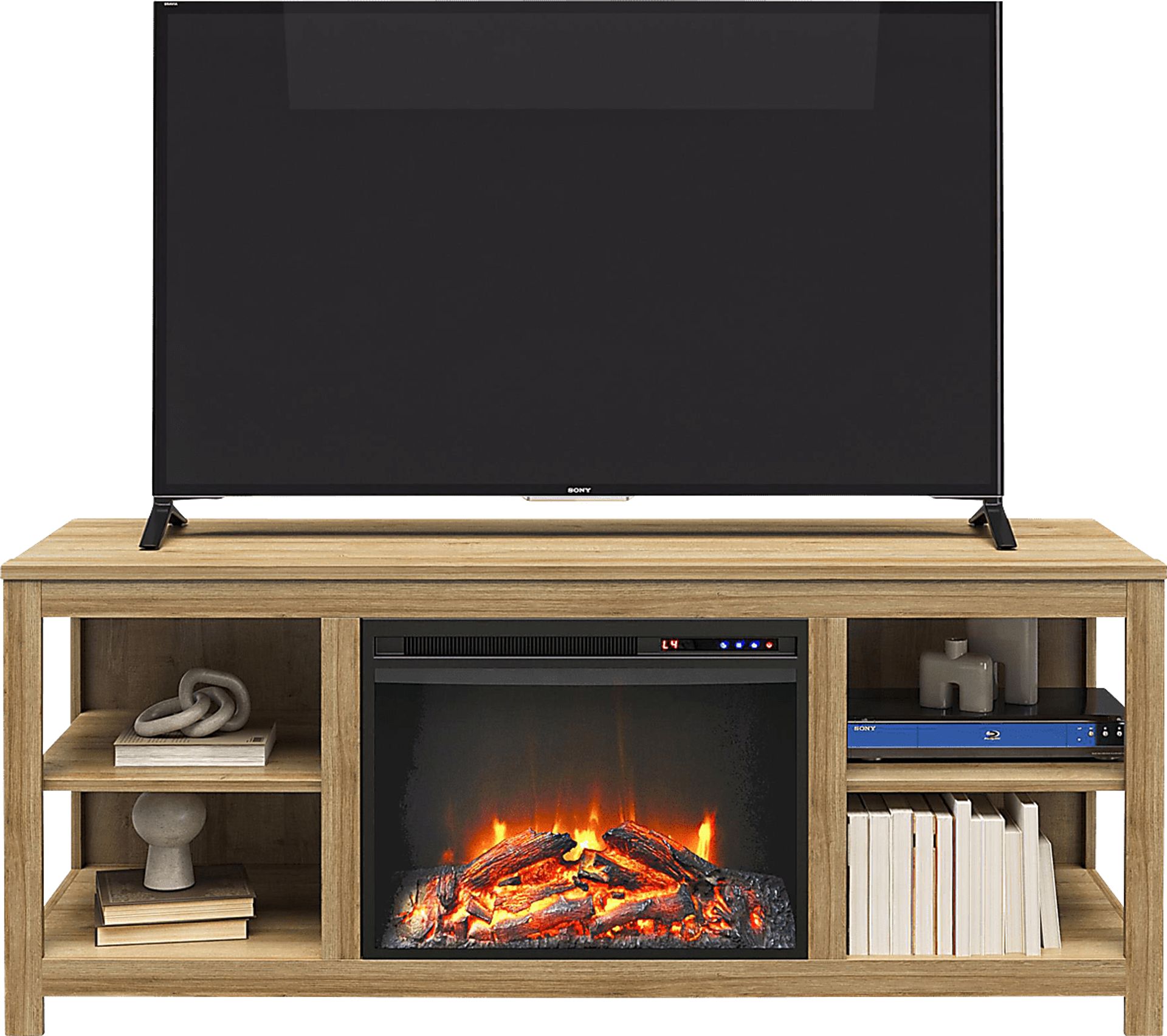 Burkhard Oak 59 in. Console with Electric Fireplace - Image 5