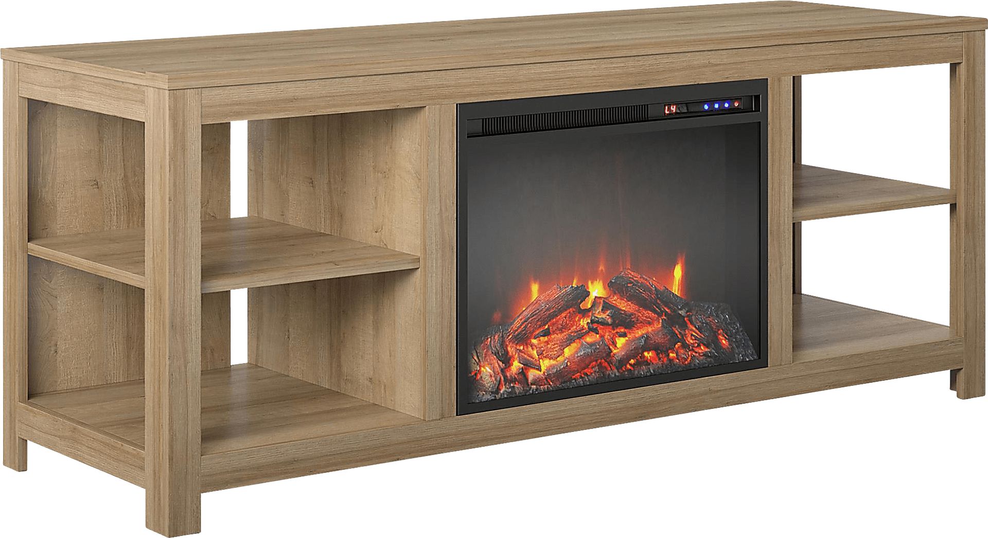 Burkhard Oak 59 in. Console with Electric Fireplace - Image 1