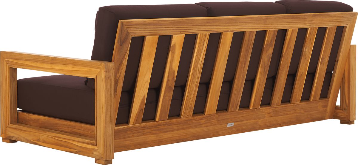 Burling Cay Teak Dark Wood Brown Outdoor Sofa | Rooms to Go