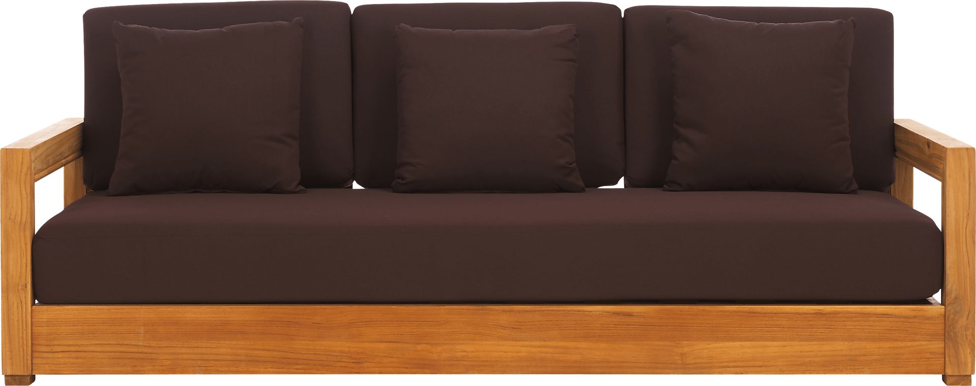 Burling Cay Natural Outdoor Sofa with Dark Brown Cushions - Image 1