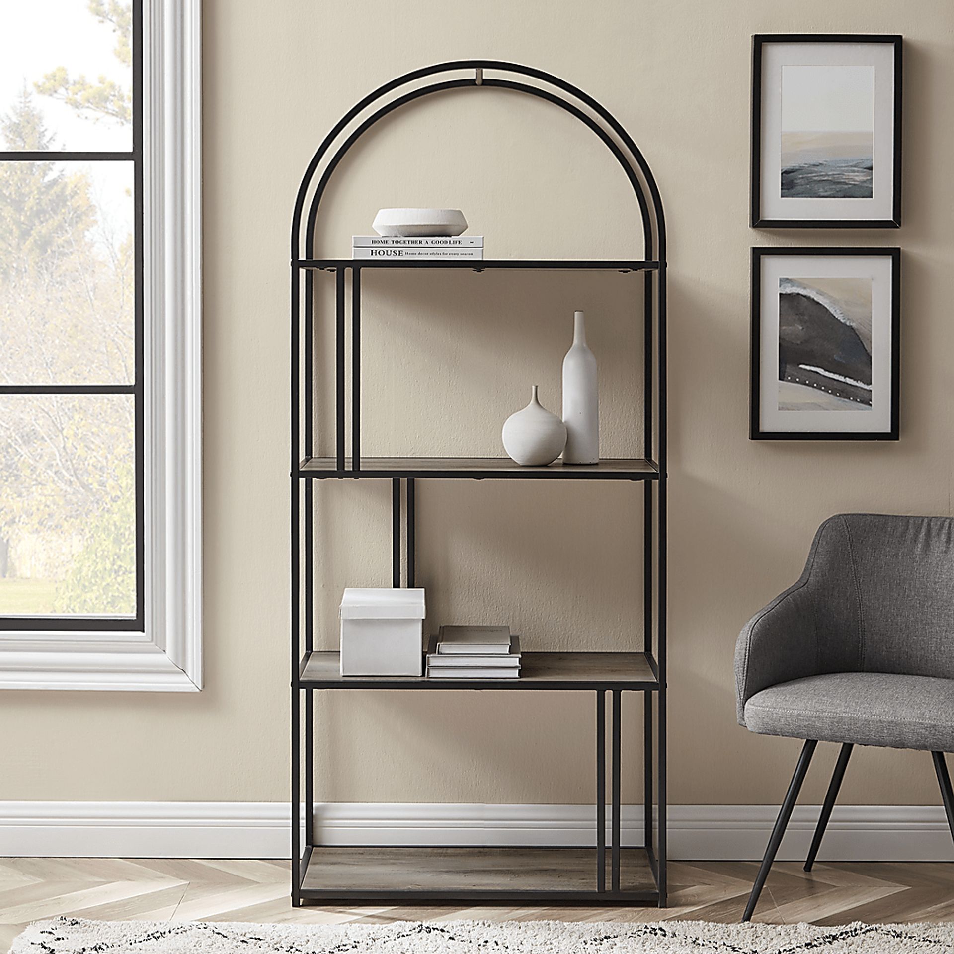 Burlywood Gray Bookcase - Image 5