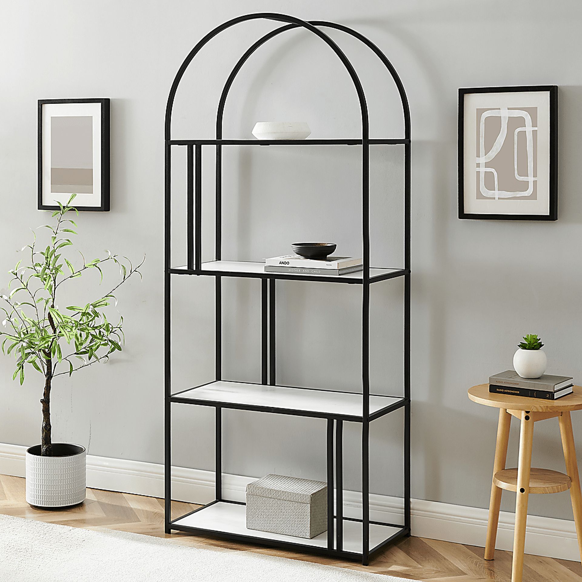 Burlywood White Bookcase - Image 2