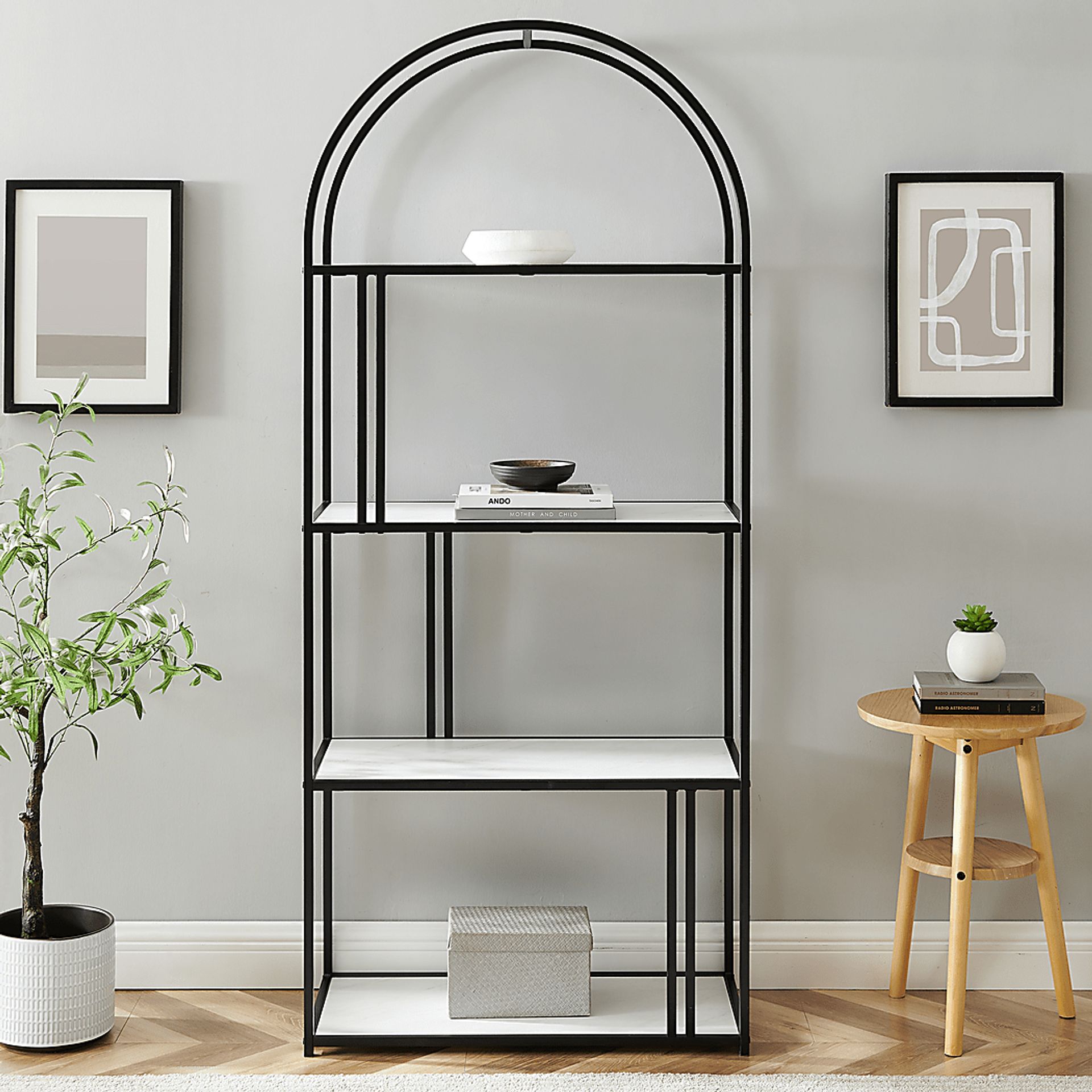 Burlywood White Bookcase - Image 5