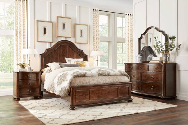Burnette Brown Cherry 5 Pc Queen Bedroom - Thumbnail - Image 1