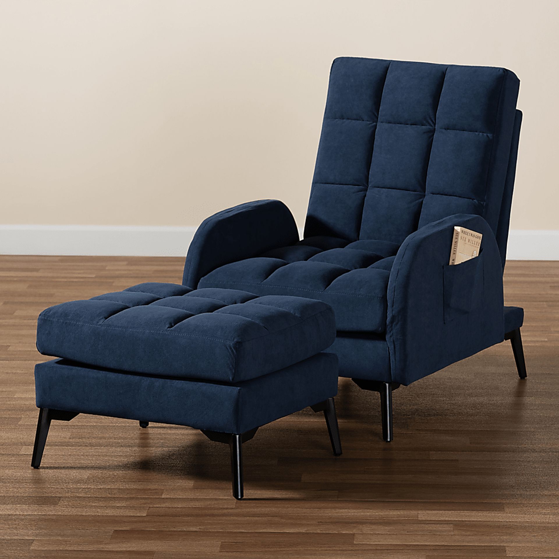 Burroaks Navy Accent Chair and Ottoman - Image 11