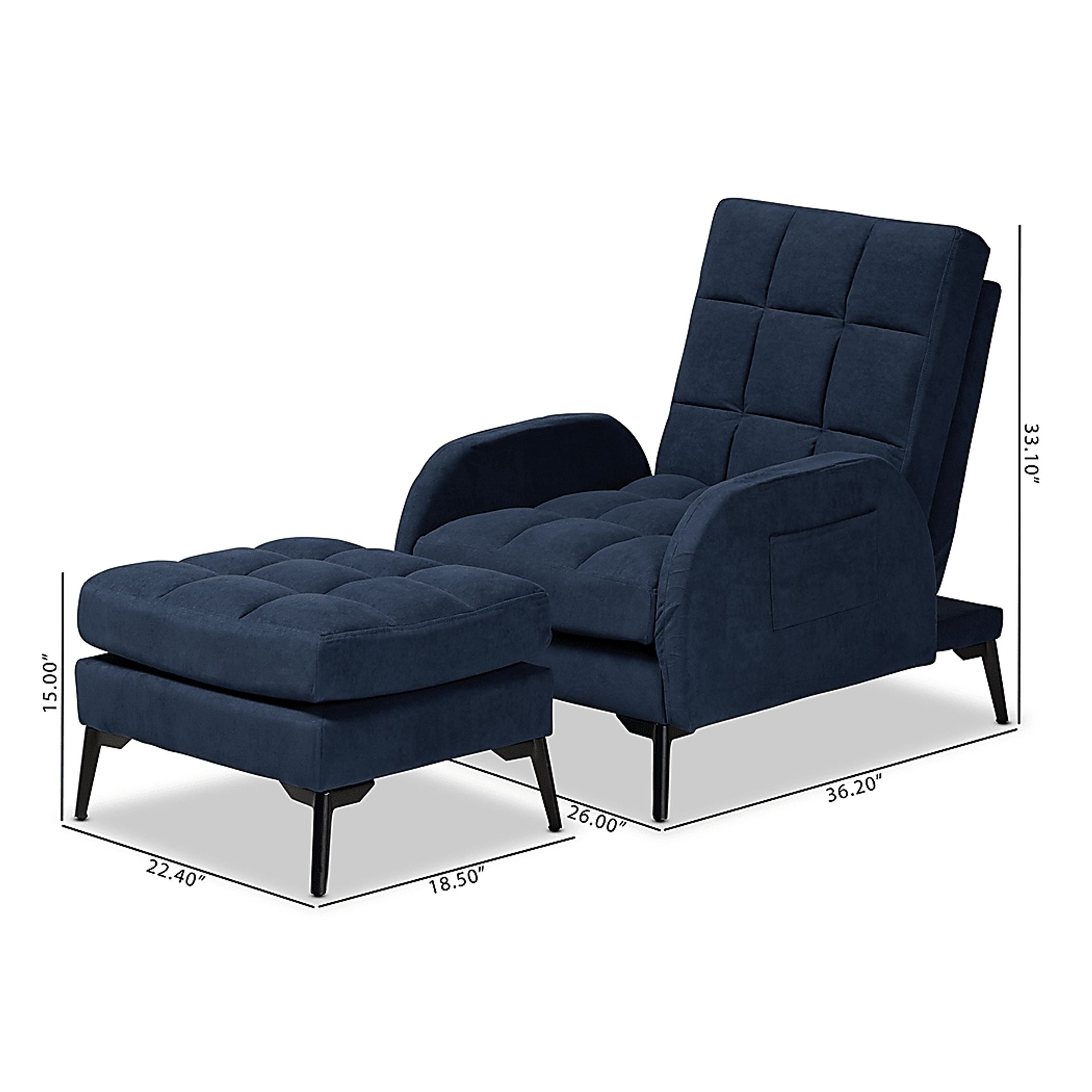 Burroaks Navy Accent Chair and Ottoman - Image 14