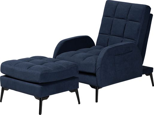Burroaks Navy Accent Chair and Ottoman, S