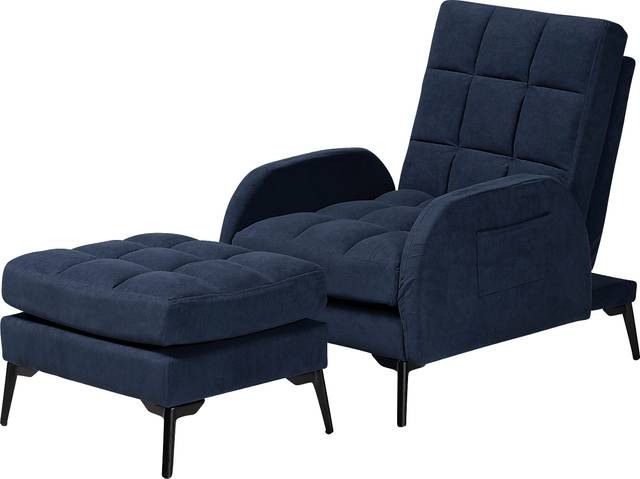 Burroaks Navy Accent Chair and Ottoman - Thumbnail - Image 1