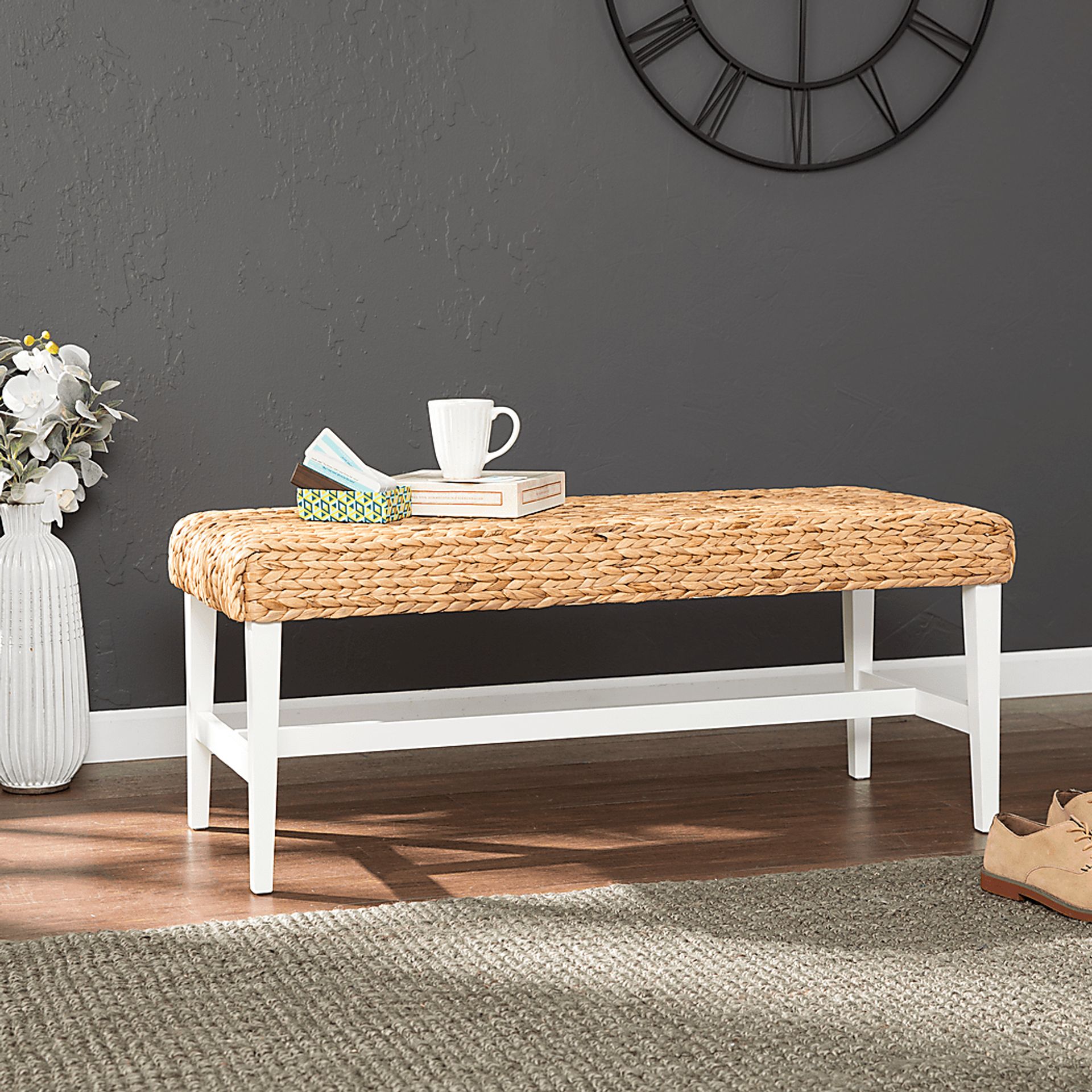 Bursard White Accent Bench - Image 2