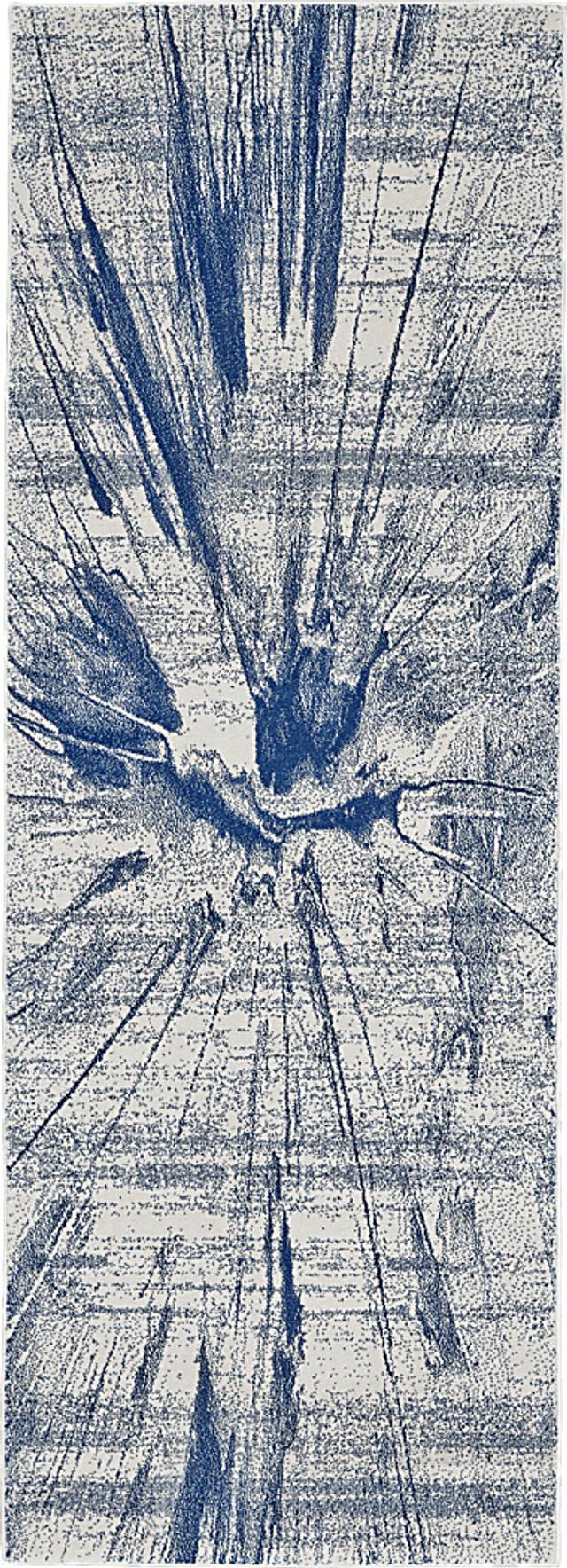 Burst Blue 2'10 x 7'10 Runner Rug - Thumbnail - Image 1