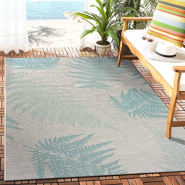 Burswin Teal,Cream 7'10 x 9'10 Indoor,Outdoor Rug - Thumbnail - Image 3