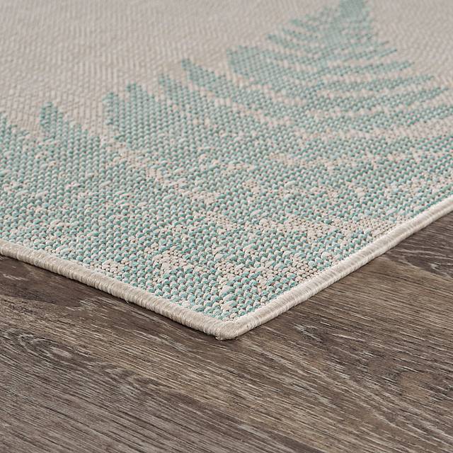 Burswin Teal,Cream 7'10 x 9'10 Indoor,Outdoor Rug - Thumbnail - Image 5