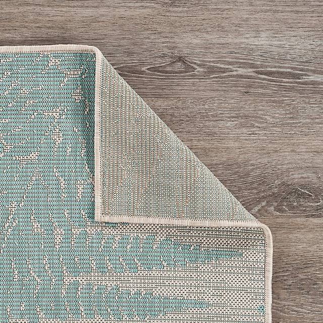Burswin Teal,Cream 7'10 x 9'10 Indoor,Outdoor Rug - Thumbnail - Image 6