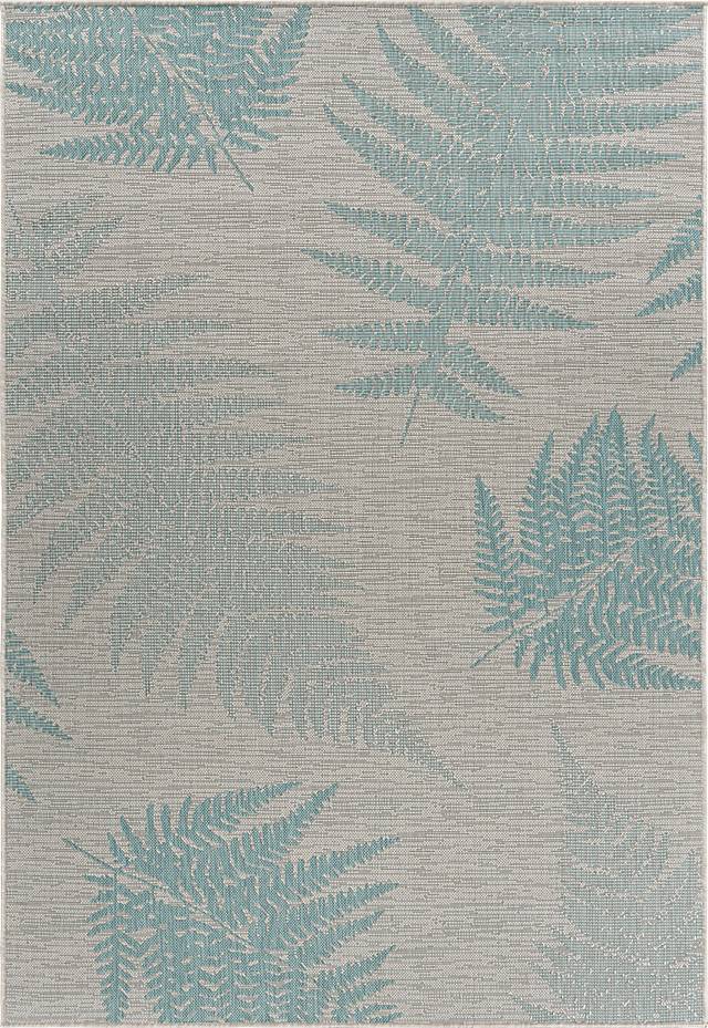 Burswin Teal,Cream 7'10 x 9'10 Indoor,Outdoor Rug - Thumbnail - Image 1