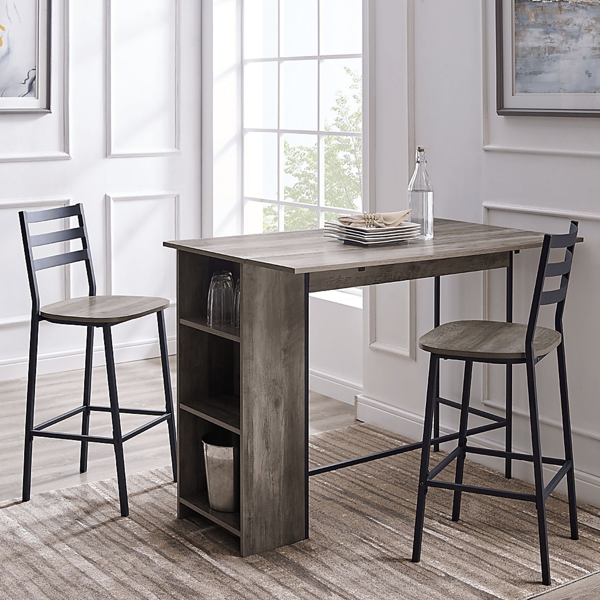 Burton Street Gray 3 Pc Counter Height Table Set - Image 4