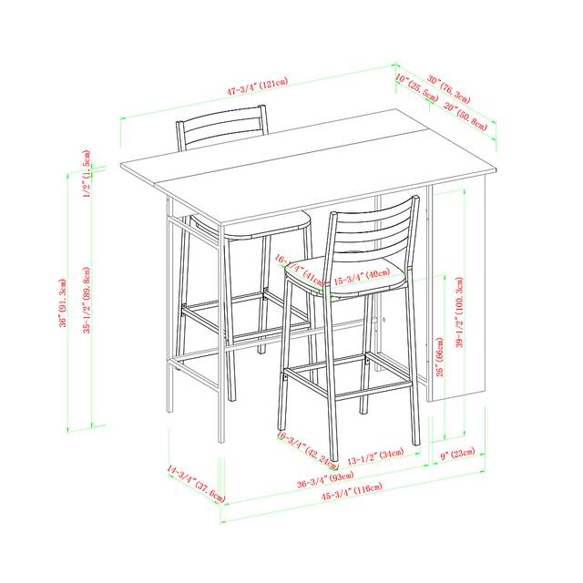 Burton Street Walnut 3 Pc Counter Height Table Set - Thumbnail - Image 2
