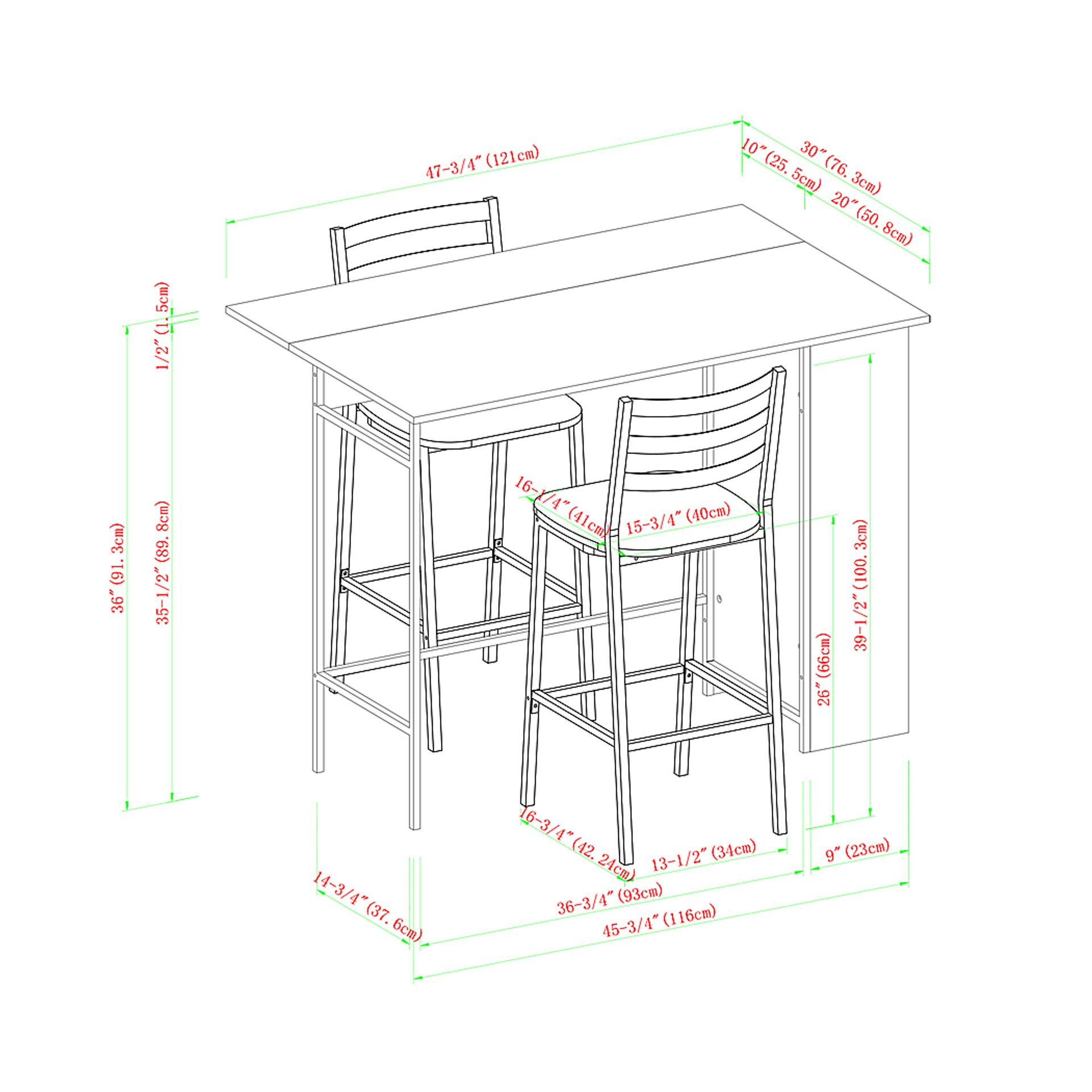 Burton Street Walnut 3 Pc Counter Height Table Set - Image 2