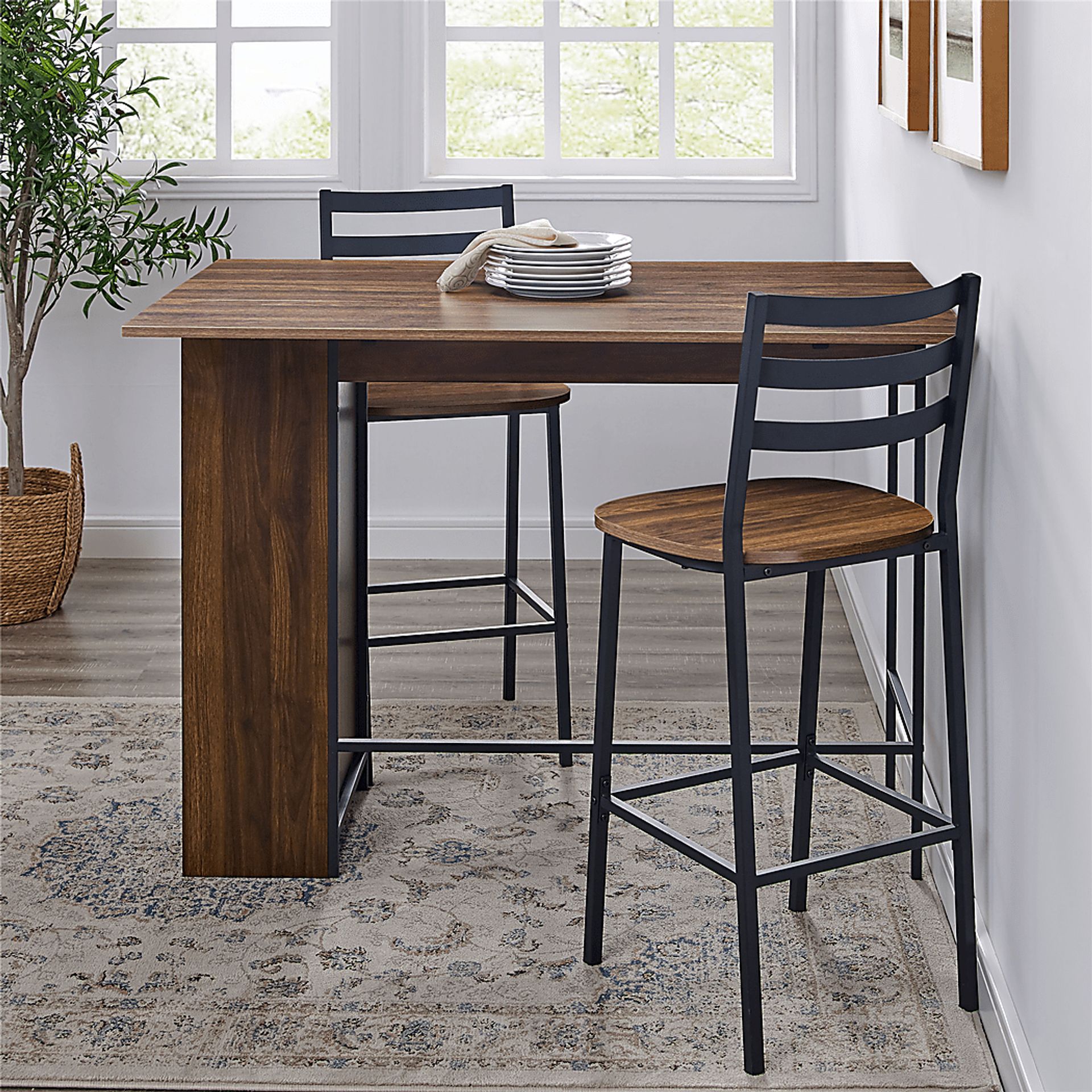 Burton Street Walnut 3 Pc Counter Height Table Set - Image 5
