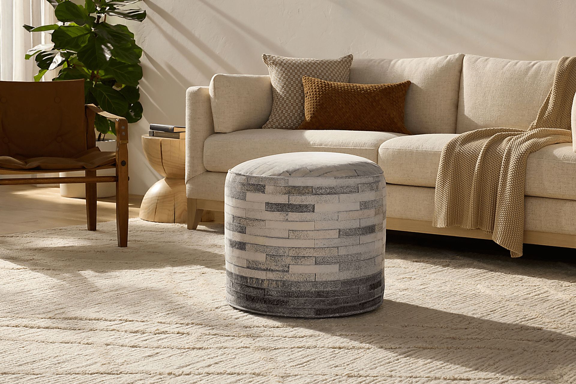 Burvan Gray Pouf - Image 2