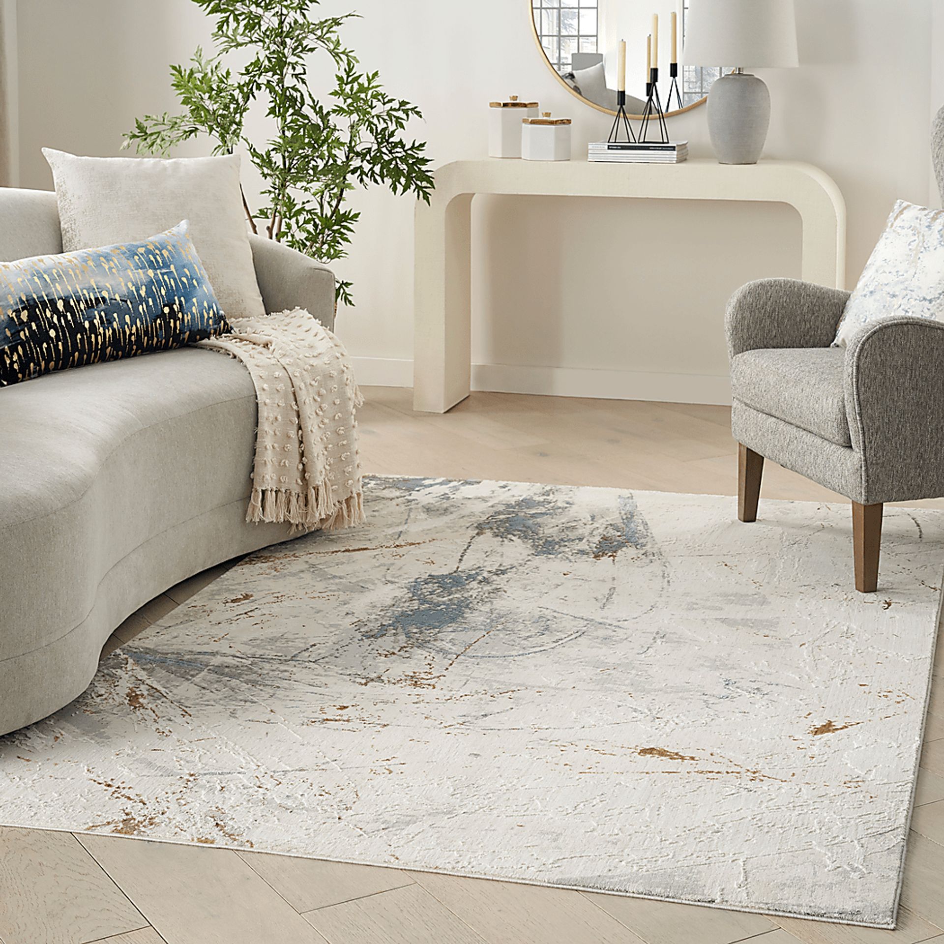 Burvern Cream/Blue 7'10 x 9'10 Rug - Image 2
