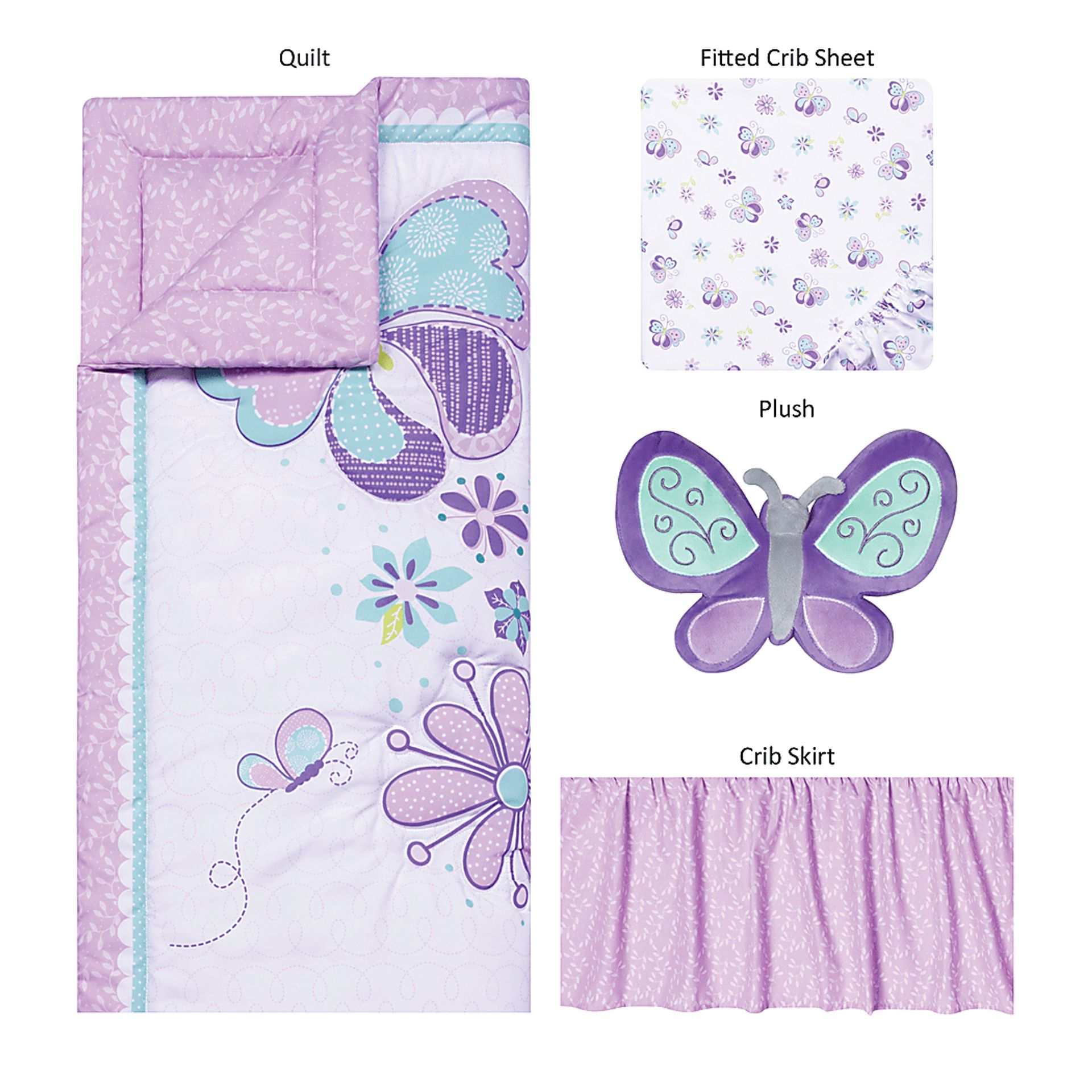 Butterfly Murmurs Purple 4 Pc Baby Bedding Set - Image 2