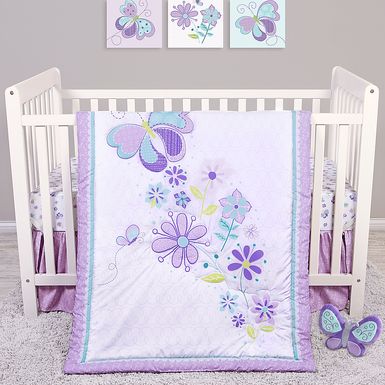 Butterfly Murmurs Purple 4 Pc Baby Bedding Set