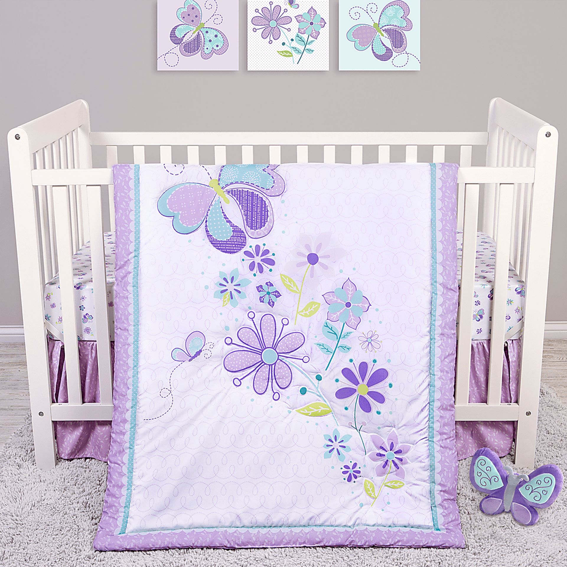 Butterfly Murmurs Purple 4 Pc Baby Bedding Set - Image 1
