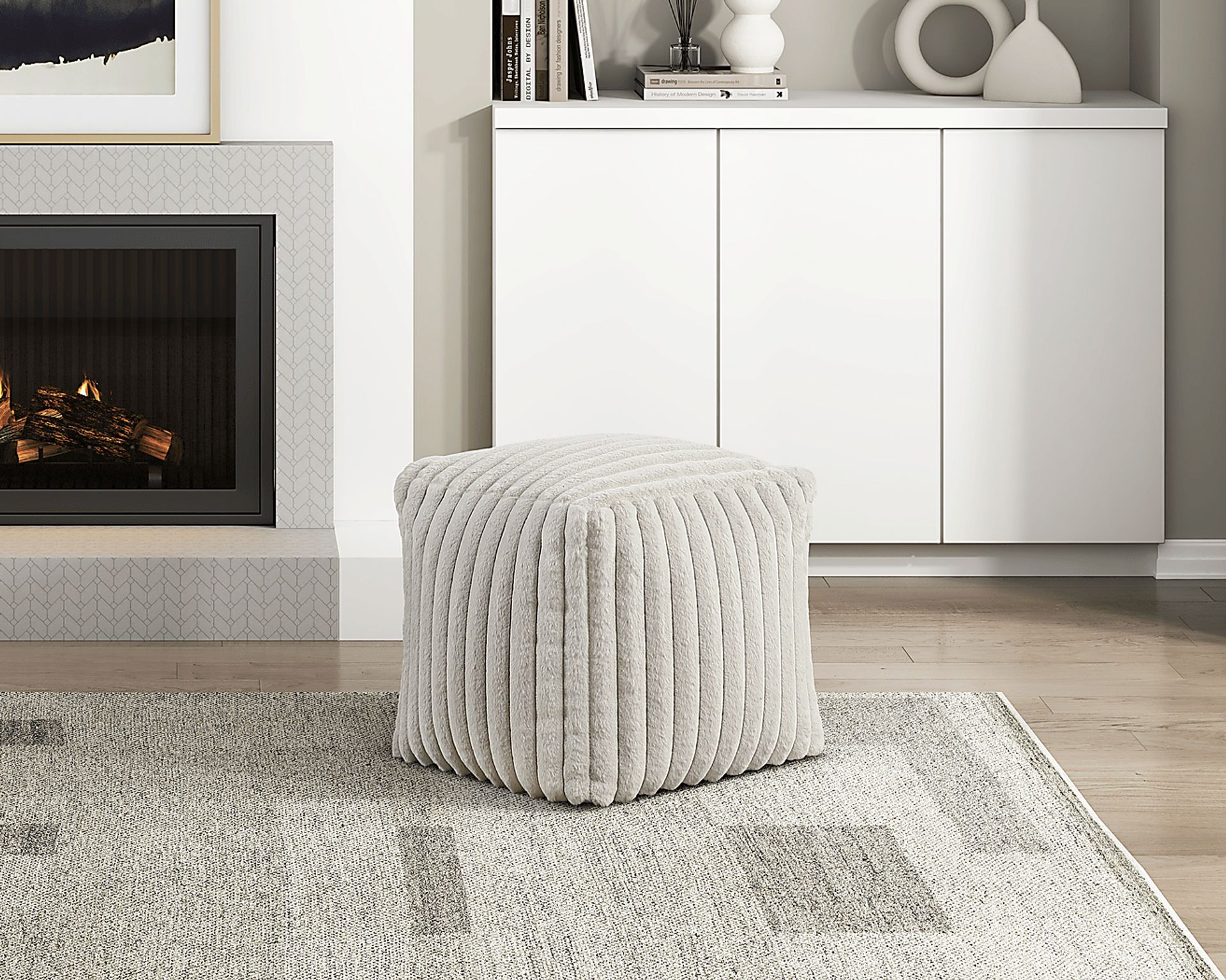 Buwel Off-White Pouf - Image 2
