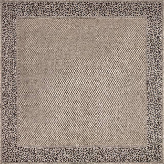 Buxia Taupe 7'10 Sqaure Indoor/Outdoor Rug - Thumbnail - Image 1