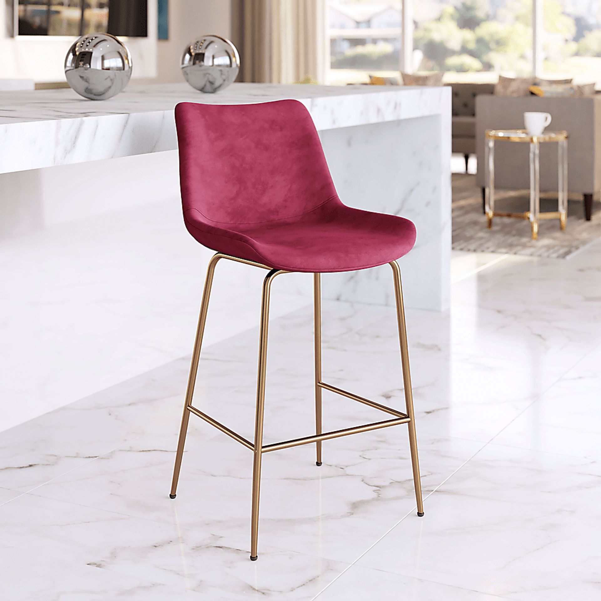 Byerstone Red Counter Height Stool - Image 2