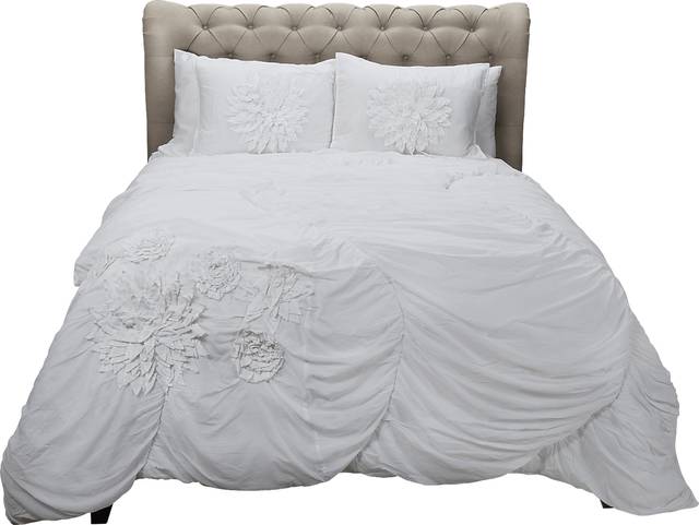 Byna White 3 Pc Queen Comforter Set - Thumbnail - Image 2