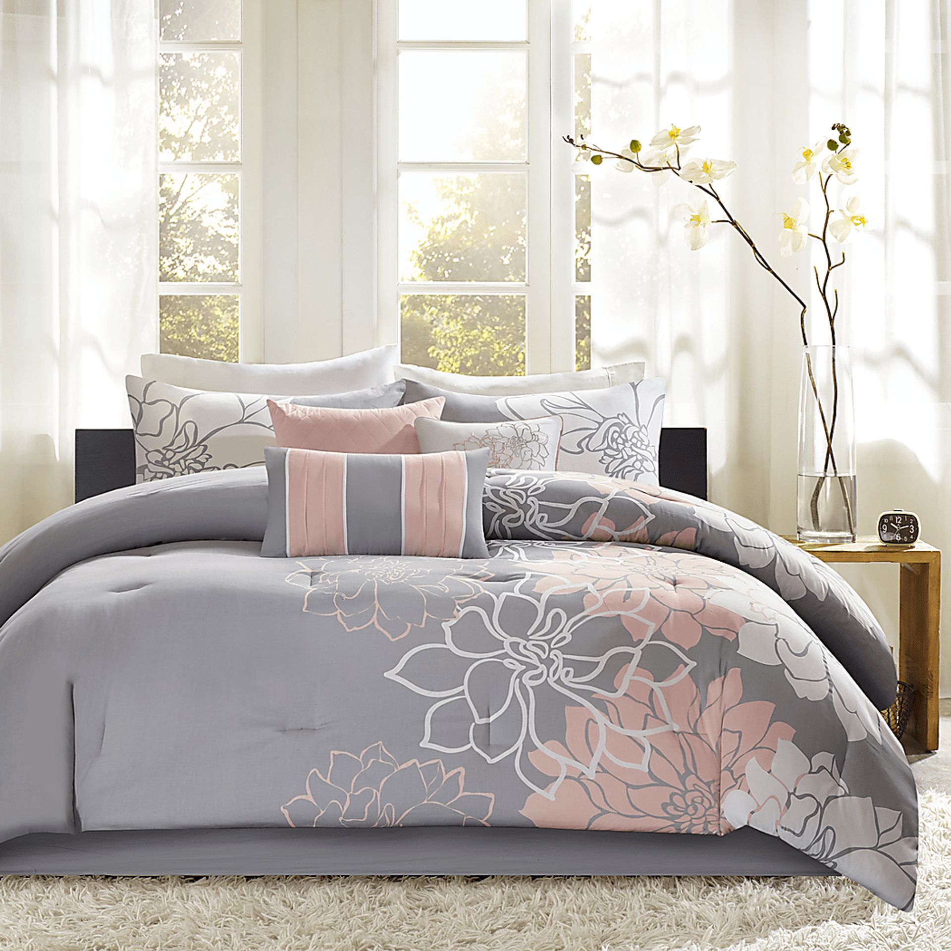 Cabildo Gray Blush 6 Pc Twin/Twin XL Comforter Set - Image 1