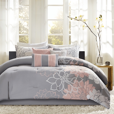 Cabildo Gray Blush 7 Pc Queen Comforter Set