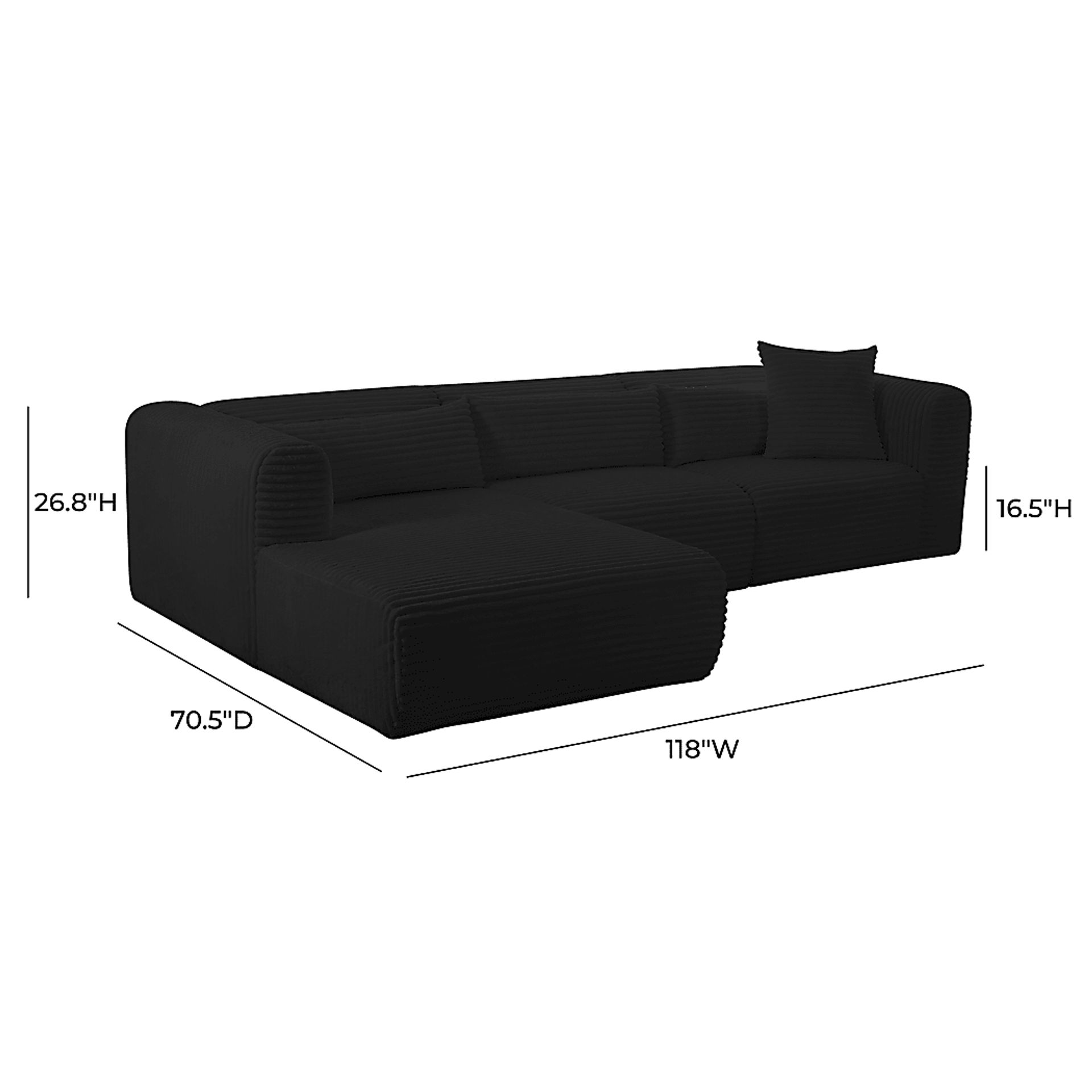 Cableswynd Black 3 Pc Left Arm Chaise Sectional - Image 7