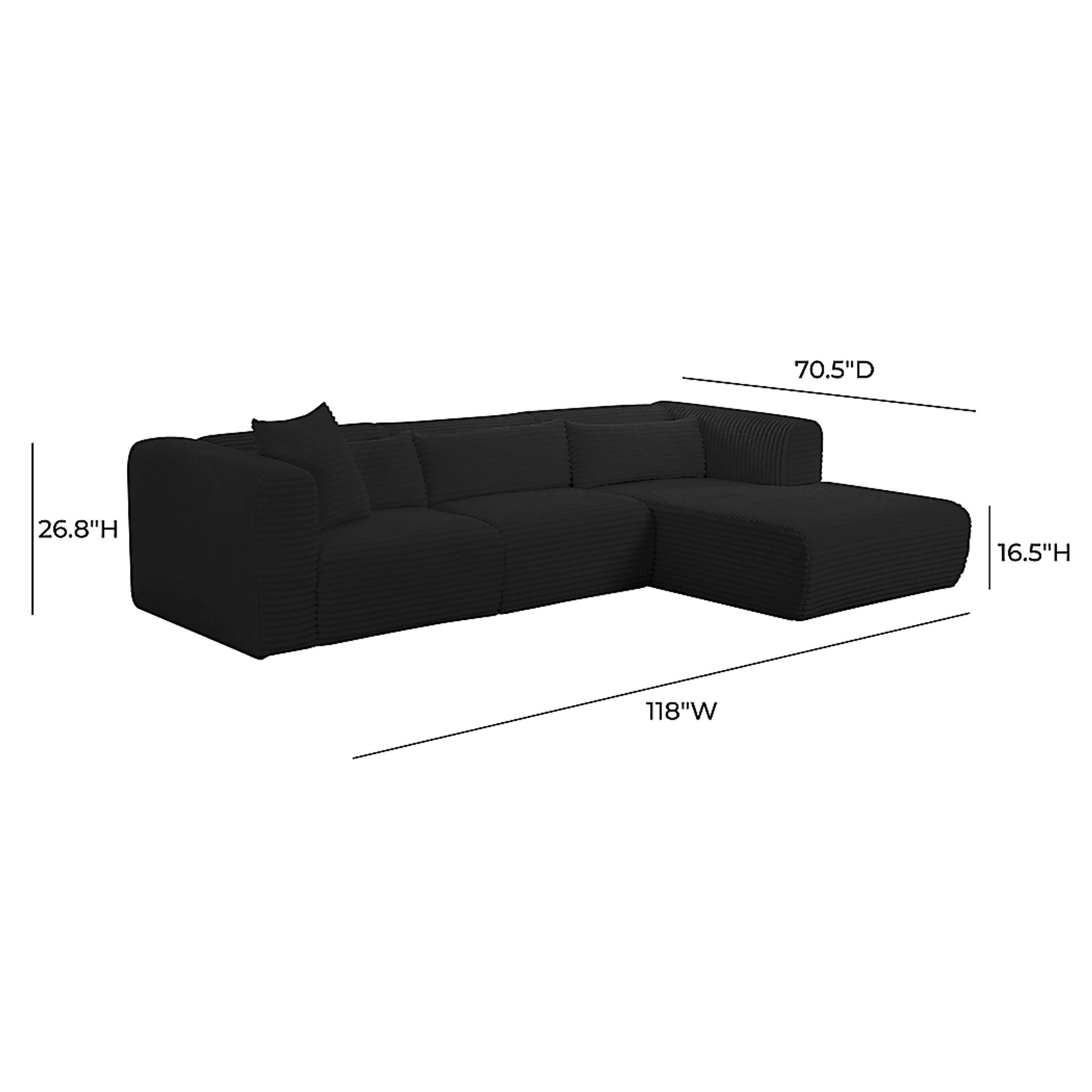 Cableswynd Black 3 Pc Right Arm Chaise Sectional - Image 7