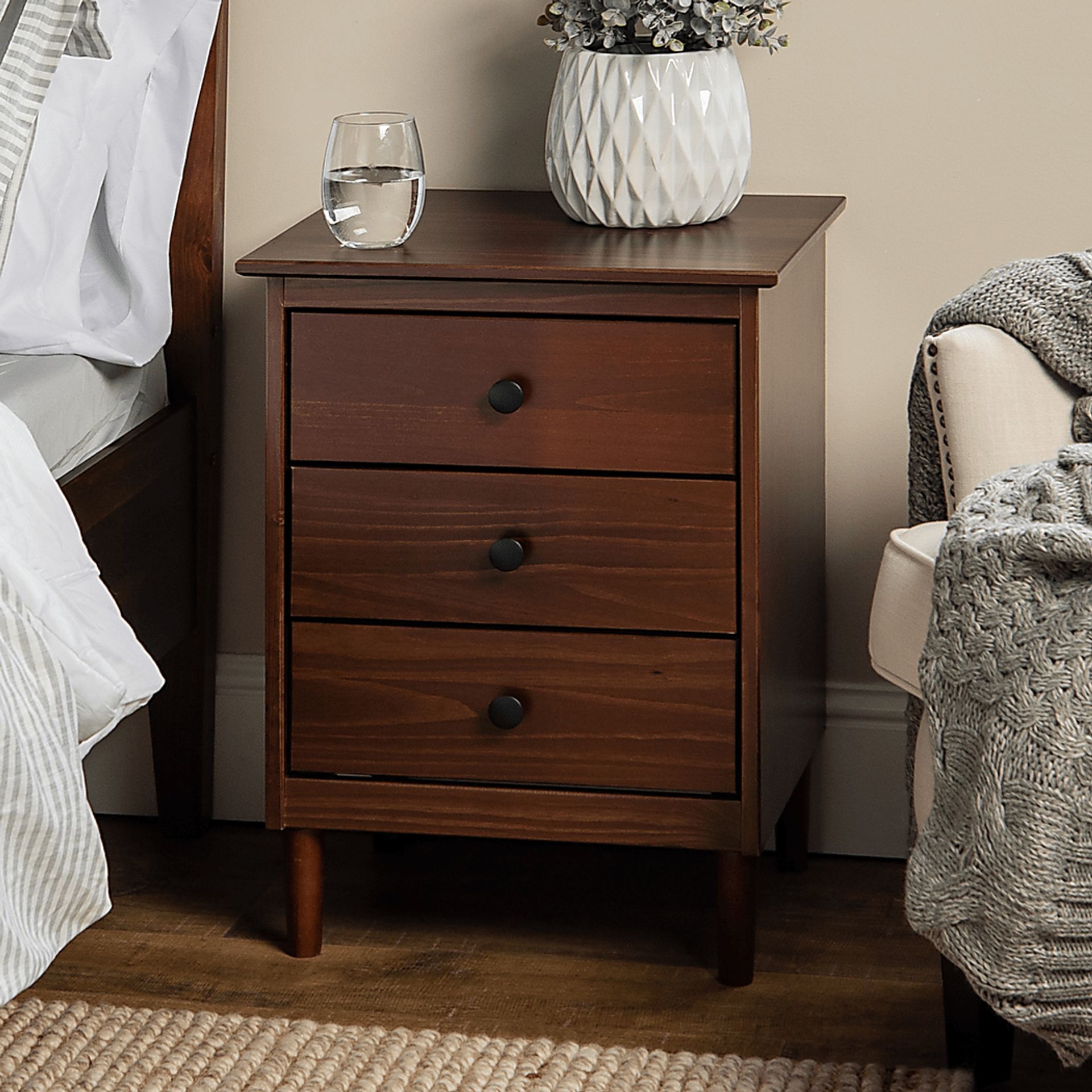Cadmium Walnut 3 Drawer Nightstand - Image 2